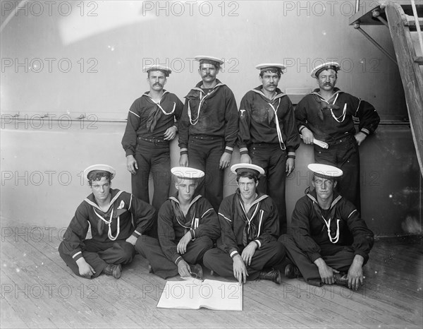 U.S.S. Massachusetts, group of seamen, between 1896 and 1901. Creator: William H. Jackson.