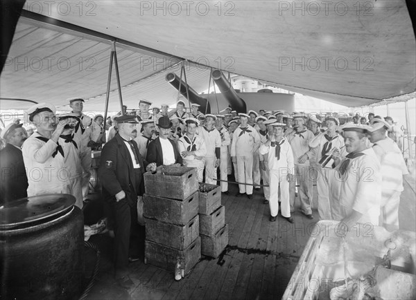 U.S.S. Massachusetts, beer line, between 1896 and 1901. Creator: William H. Jackson.