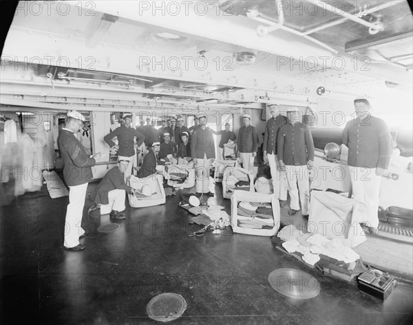 U.S.S. Massachusetts, kit inspection, between 1896 and 1901. Creator: William H. Jackson.