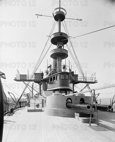 U.S.S. New York, forward turret and bridge, between 1893 and 1901. Creator: William H. Jackson.