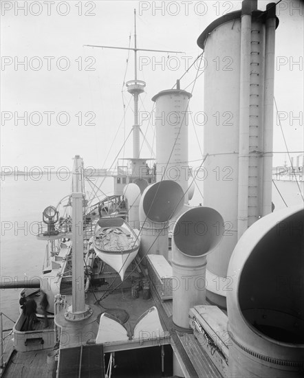 U.S.S. New York, looking aft from bridge, between 1893 and 1901. Creator: William H. Jackson.