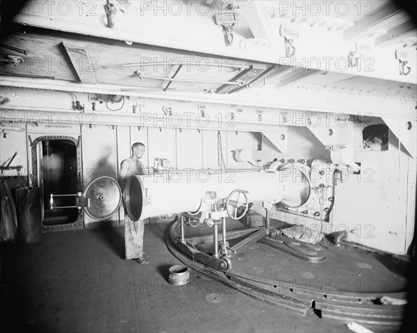 U.S.S. New York, torpedo tube, between 1893 and 1901. Creator: William H. Jackson.