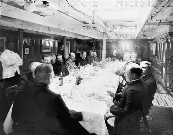 U.S.S. New York, ward room [i.e. wardroom] mess, between 1893 and 1901. Creator: William H. Jackson.