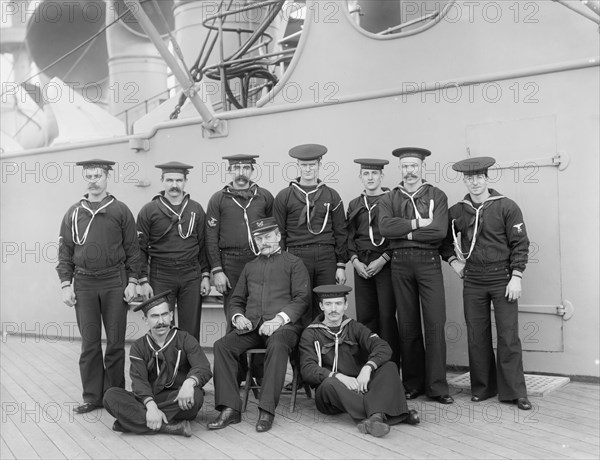 U.S.S. New York, carpenter's gang, between 1893 and 1901. Creator: William H. Jackson.