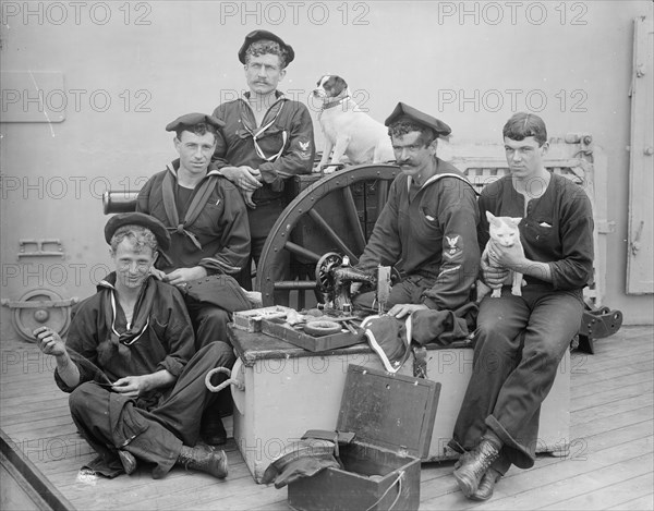 U.S.S. New York, ship's tailor, between 1893 and 1901. Creator: William H. Jackson.