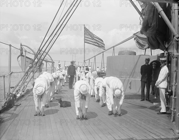 U.S.S. New York, morning exercise, between 1893 and 1901. Creator: William H. Jackson.