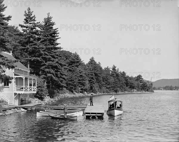 Boat house at Rogers' Rock, Lake George, N.Y., between 1900 and 1910. Creator: William H. Jackson.