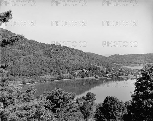 Hearts Bay from upper cottage, Rogers' Rock, Lake George, N.Y., between 1900 and 1910. Creator: William H. Jackson.