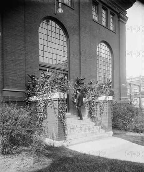 Front entrance to power house, National Cash Register [Company], Dayton, Ohio, (1902?). Creator: William H. Jackson.