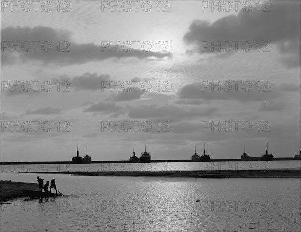 Sunset across the harbor, Buffalo, N.Y., c.between 1910 and 1920. Creator: William H. Jackson.