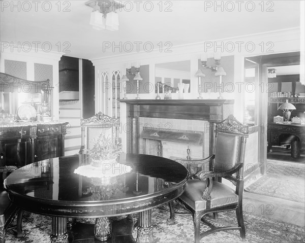 Calloway residence, interior, round table, Mamaroneck, N.Y., between 1900 and 1915. Creator: William H. Jackson.