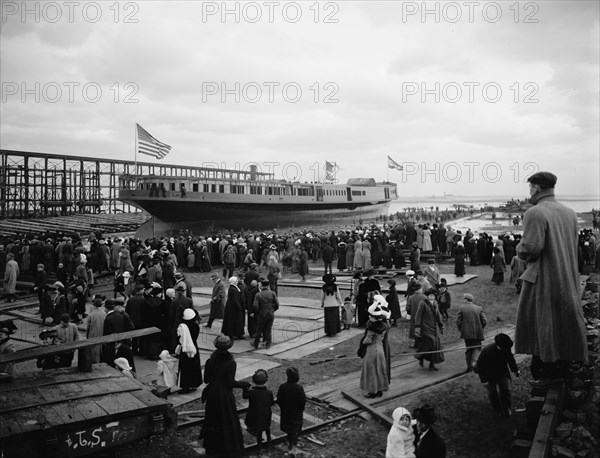 Str. Seeandbee just after the launch, 1912 Nov 9. Creator: William H. Jackson.