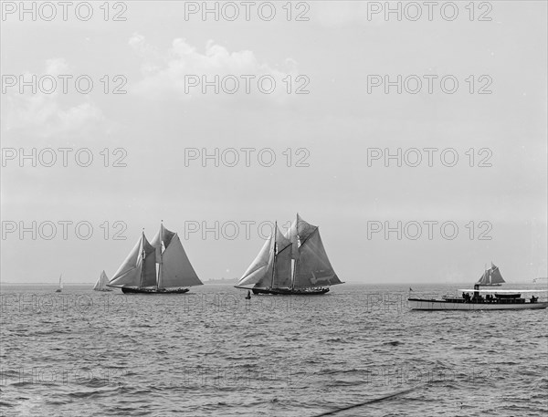 Jessie Costa and James W. Parker in first [?] Fishermen's Race for Lipton Cup, c1907. Creator: Unknown.