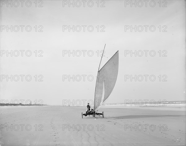 Sailing on the beach, Ormond, Fla., between 1900 and 1910. Creator: Unknown.