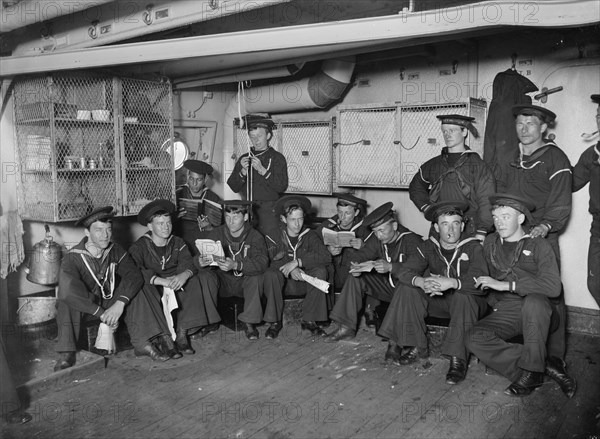 U.S.S. Brooklyn, after supper, between 1896 and 1899. Creator: Unknown.