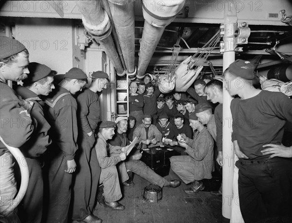 U.S.S. Brooklyn, a little game, between 1896 and 1899. Creator: Unknown.