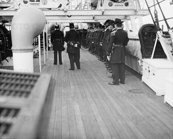 U.S.S. Chicago, receiving Admiral Schley, 1899. Creator: Unknown.