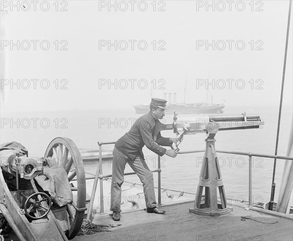 U.S.S. Indiana, machine guns, between 1895 and 1901. Creator: Unknown.