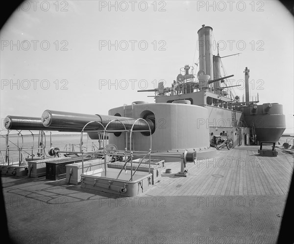 U.S.S. Iowa, 12 inch and 8 inch gun turrets, between 1897 and 1901. Creator: Unknown.