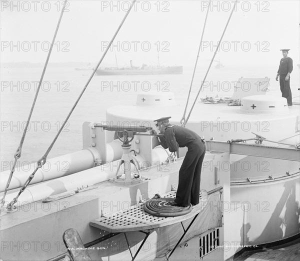 U.S.S. Iowa, machine gun, between 1897 and 1901. Creator: Unknown.