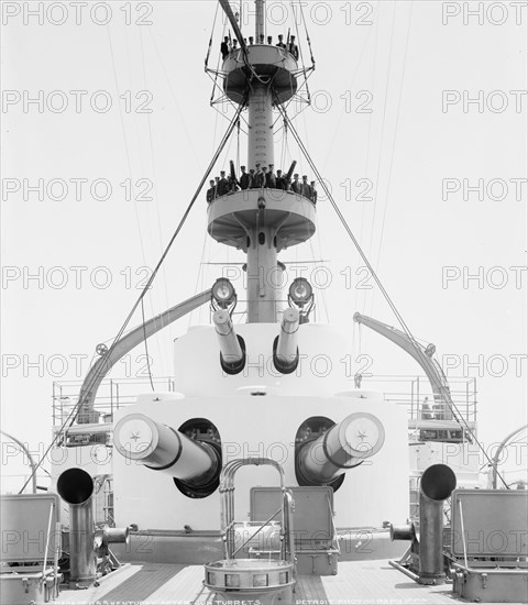 U.S.S. Kentucky, forward gun turrets, 1900 or 1901. Creator: Unknown.