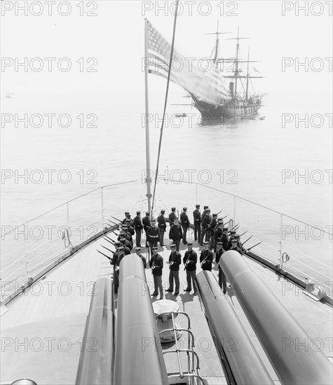 U.S.S. Kentucky, Marines drilling, 1900 or 1901. Creator: Unknown.