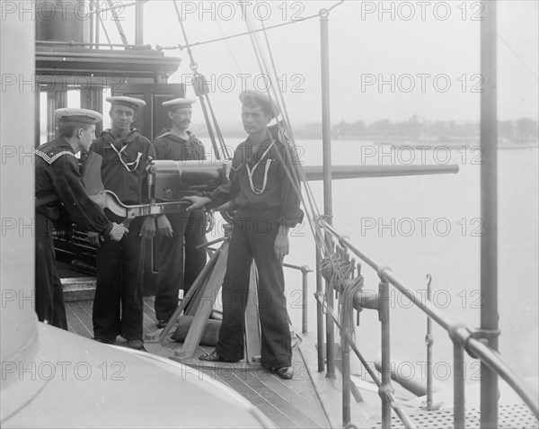 U.S.S. Massachusetts, 6 pounder and crew, between 1896 and 1901. Creator: Unknown.