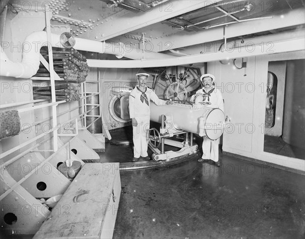 U.S.S. Massachusetts, torpedo tube, between 1896 and 1901. Creator: Unknown.