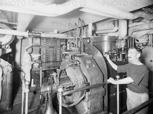 U.S.S. Massachusetts, dynamo room, between 1896 and 1901. Creator: Unknown.