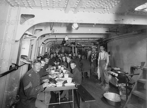 U.S.S. Massachusetts, marines at mess, between 1896 and 1901. Creator: Unknown.