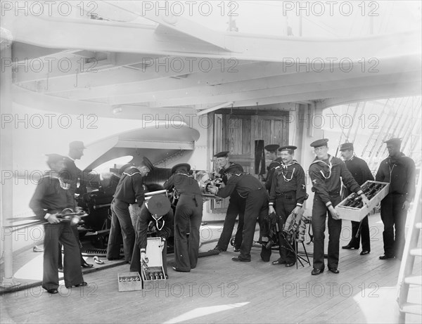 U.S.S. Newark, 6 in. gun and crew, between 1891 and 1901. Creator: Unknown.