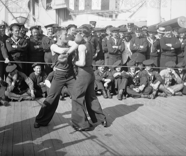 U.S.S. New York, a 4-round bout, anniversary of Santiago, 1899 July 3. Creator: Unknown.