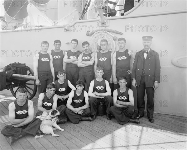 U.S.S. New York, apprentice boat crew, anniversary of Santiago, 1899 July 3. Creator: Unknown.