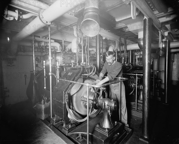 U.S.S. Oregon, dynamo room, between 1896 and 1901. Creator: Unknown.