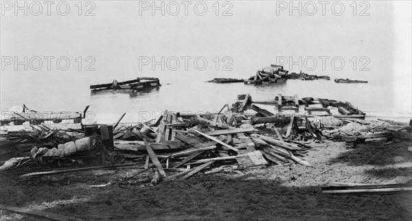 Ruines of life saving station, Pointe aux Barques, Mich., after storm, Nov. 9, 1913, 1913 Nov 9. Creator: Unknown.