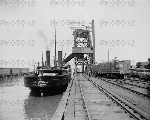 Dumping a car, Ellsworth coal chutes, Cleveland, ca 1900. Creator: Unknown.