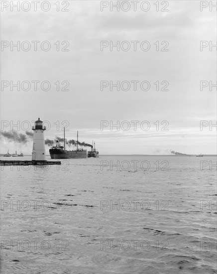 Upper light at sunrise, Sault Sainte Marie, Mich., between 1900 and 1910. Creator: Unknown.