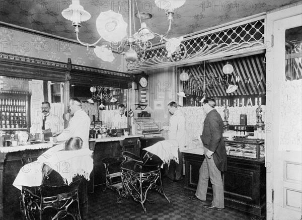 L.C. Wiseman, barber shop, New York City, between 1895 and 1910. Creator: Unknown.