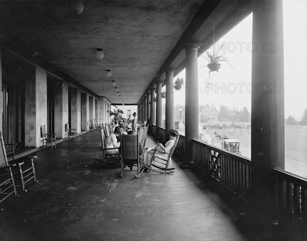 On the west veranda, Hotel Champlain, Bluff Point, N.Y., c.between 1910 and 1920. Creator: Unknown.