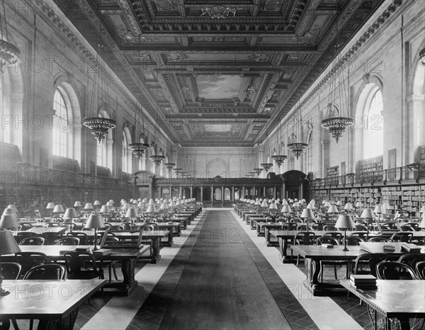 Main reading room, the New York Public Library, c.between 1910 and 1920. Creator: Unknown.