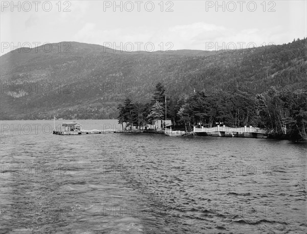 Pearl Point landing on Lake George, c.between 1910 and 1920. Creator: Unknown.