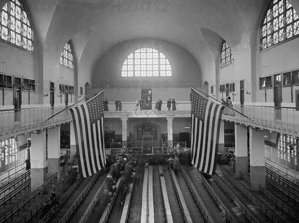 Inspection room, Ellis Island, New York, c.between 1910 and 1920. Creator: Unknown.