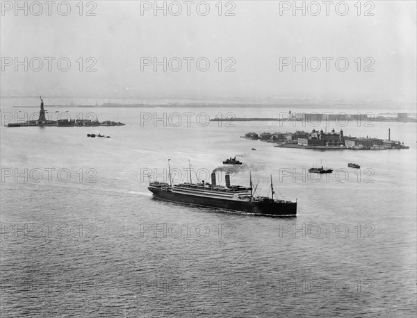 Ellis Island and Harbor, New York, c.between 1900 and 1920. Creator: Unknown.