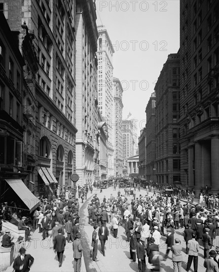 Broad Street and the curb brokers, New York City, c.between 1910 and 1920. Creator: Unknown.