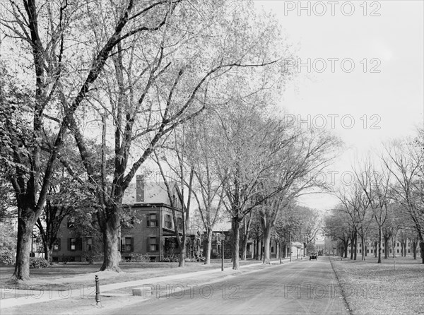 Officers' row, U.S. Armory, Springfield, Mass., c.between 1910 and 1920. Creator: Unknown.