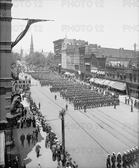 Massed formation, state encampment, Michigan K.T. [Knights Templar], between 1900 and 1910. Creator: Unknown.