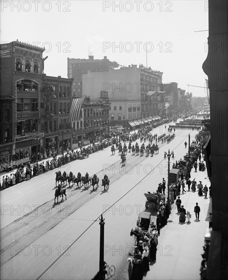 Head of parade, state encampment, Michigan K.T. [Knights Templar], between 1900 and 1910. Creator: Unknown.