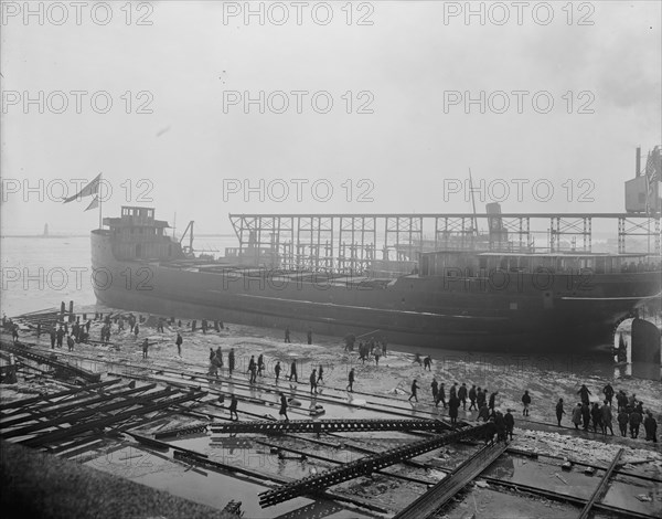 Str. F.P. Jones, after the launch, 1913 Mar 8. Creator: Unknown.