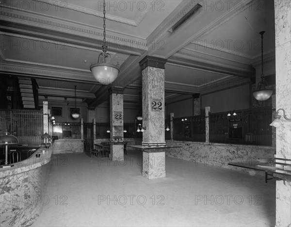 Street floor, Temple Place branch, Old Colony Trust Company, Boston, Mass., 1913 April. Creator: Unknown.