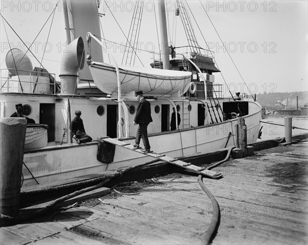 Last pilot going aboard Str. New York, between 1900 and 1905. Creator: Unknown.